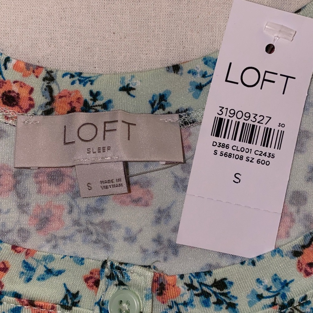 Loft Sleep Floral Henley Three-Quarter Sleeve Top - Picture 11 of 12